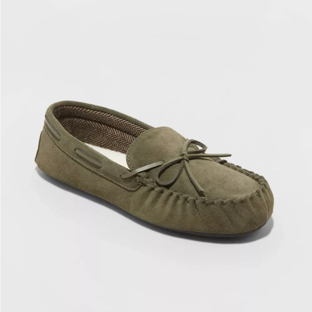Men's Topher Moccasin Leather Slippers -
Goodfellow & Co olive green